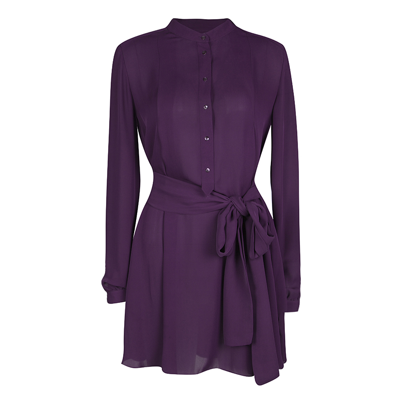 Pre Owned تونيك جوزيف أكمام طويلة حزام حرير بنفسجي M