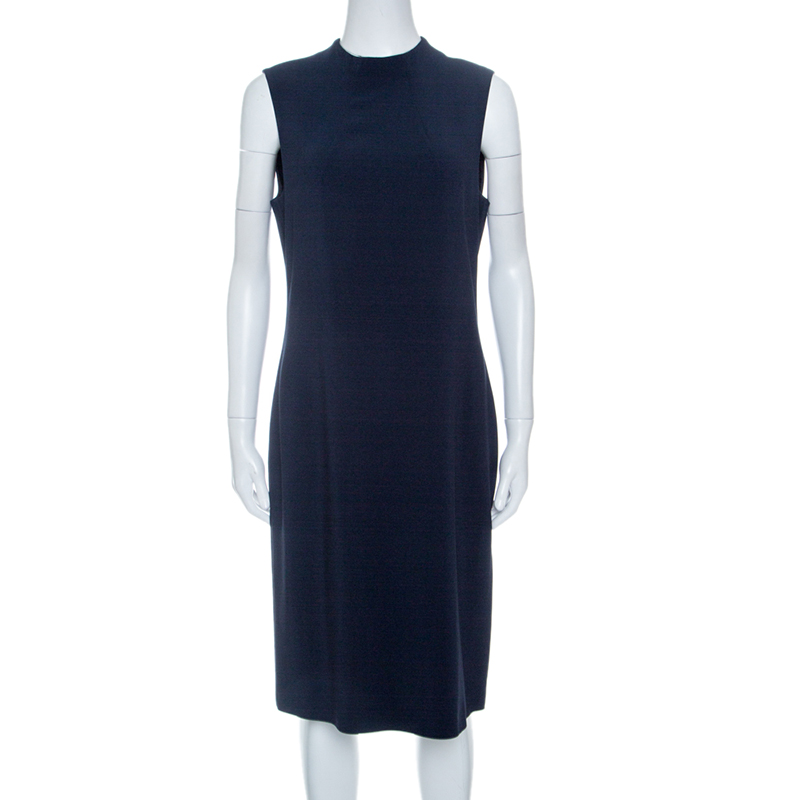 Pre Owned Joseph Navy Blue Sammy Fluide Crepe Sleeveless Dress L