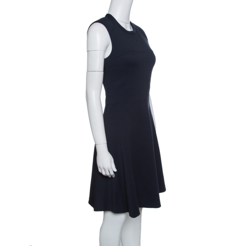 

Joseph Navy Blue Wool Jersey Paneled Sleeveless Milano Dora Dress