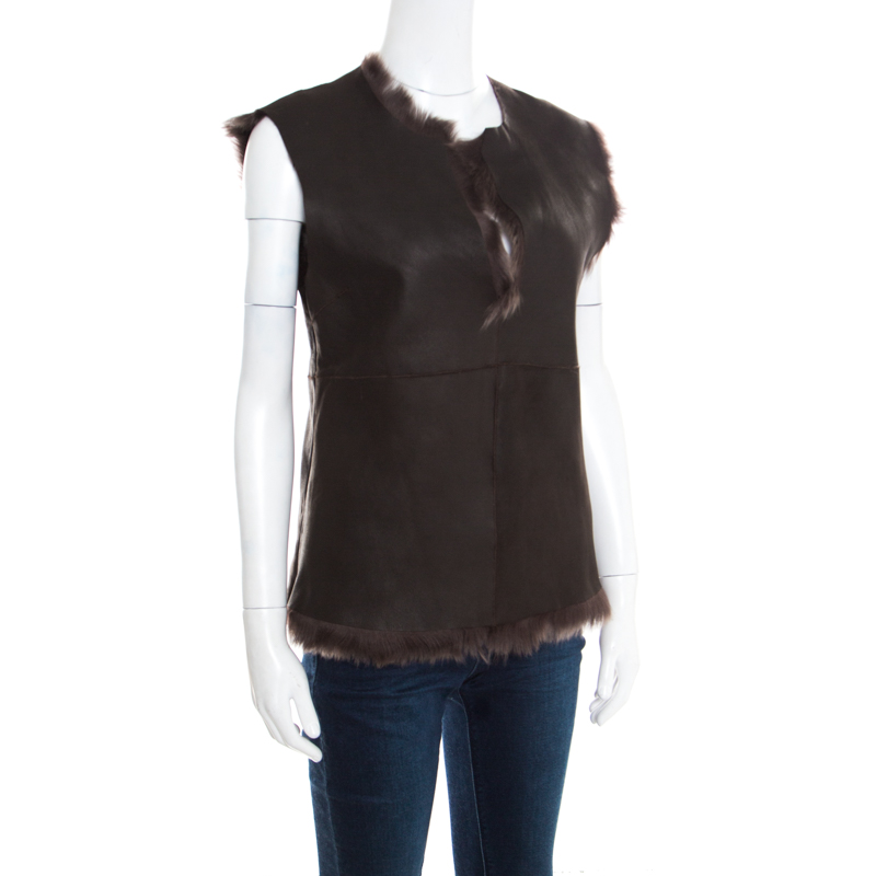 

Joseph Brown Fur Lined Leather Vest