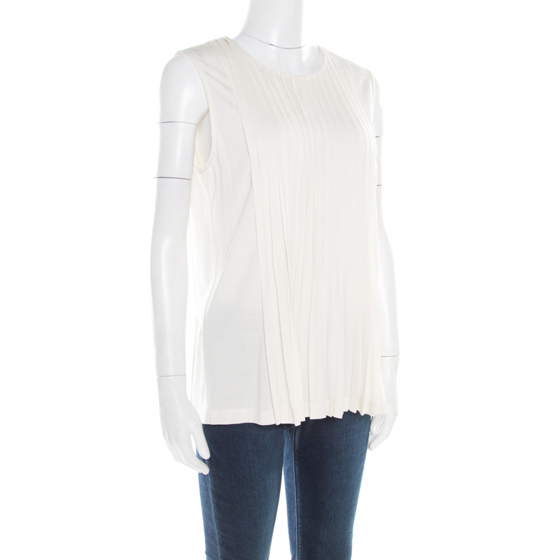 

Joseph Cream Silk and Wool Jersey Pleated Tank Top