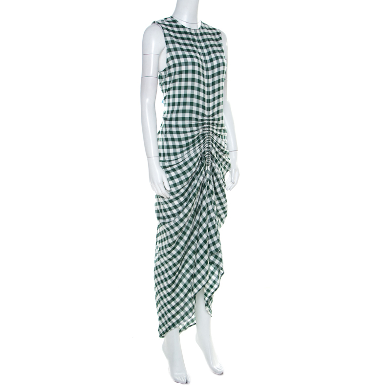 

Joseph Green & White Gingham Ruched Detail Asymmetric Dress