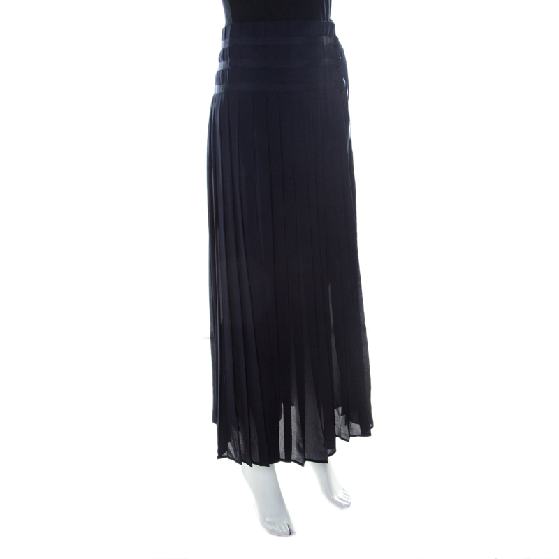 navy silk maxi skirt