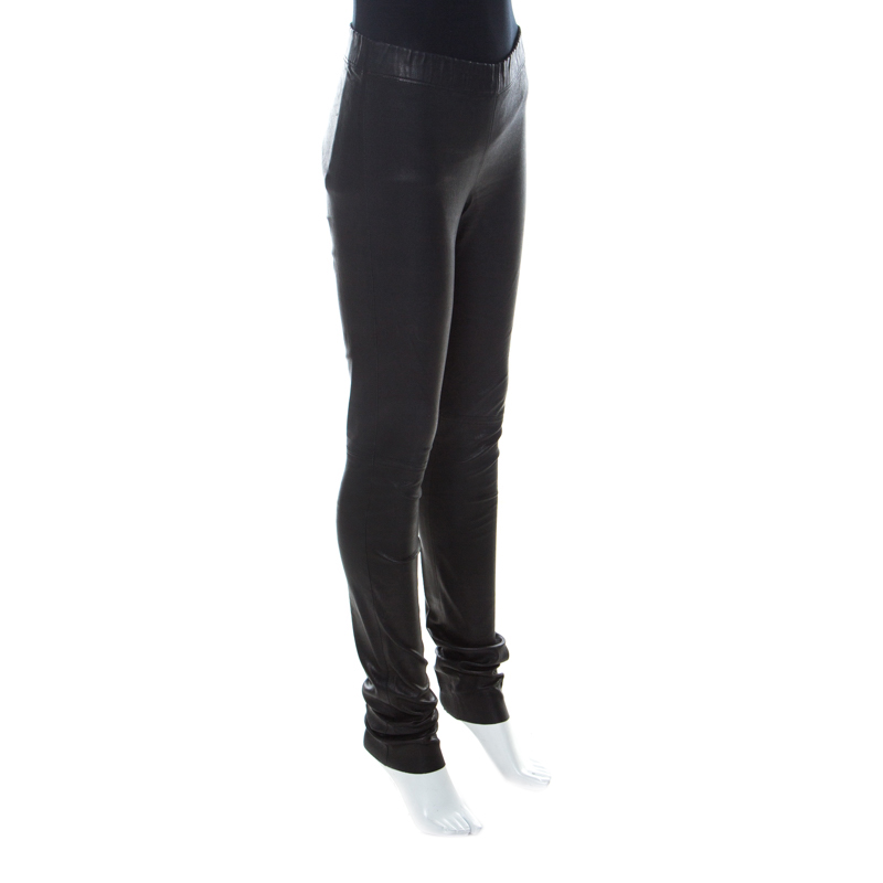 

Joseph Black Stretch Leather Elastic Waist Leggings