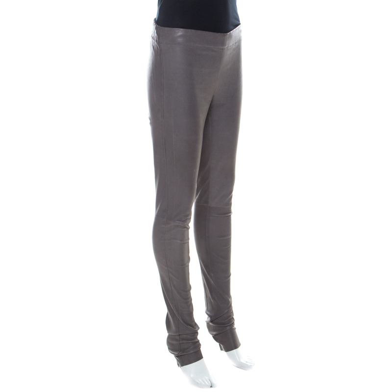 

Joseph Grey Stretch Leather Elastic Waist Leggings