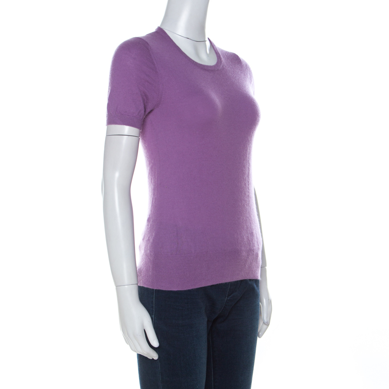 

Joseph Purple Cashmere Knit Short Sleeve Top