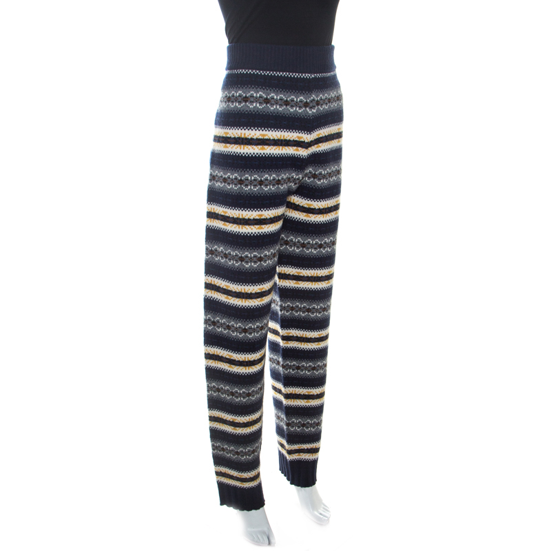 

Joseph Navy Blue Wool Fair Isle Knit Pants