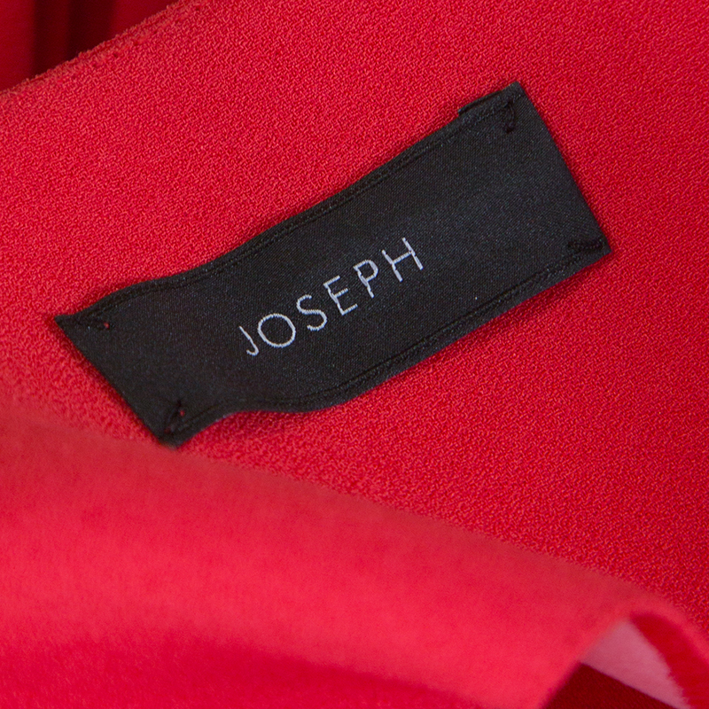 Pre-owned Joseph Red Crepe Pleat Detail Stellina Wrap Dress M