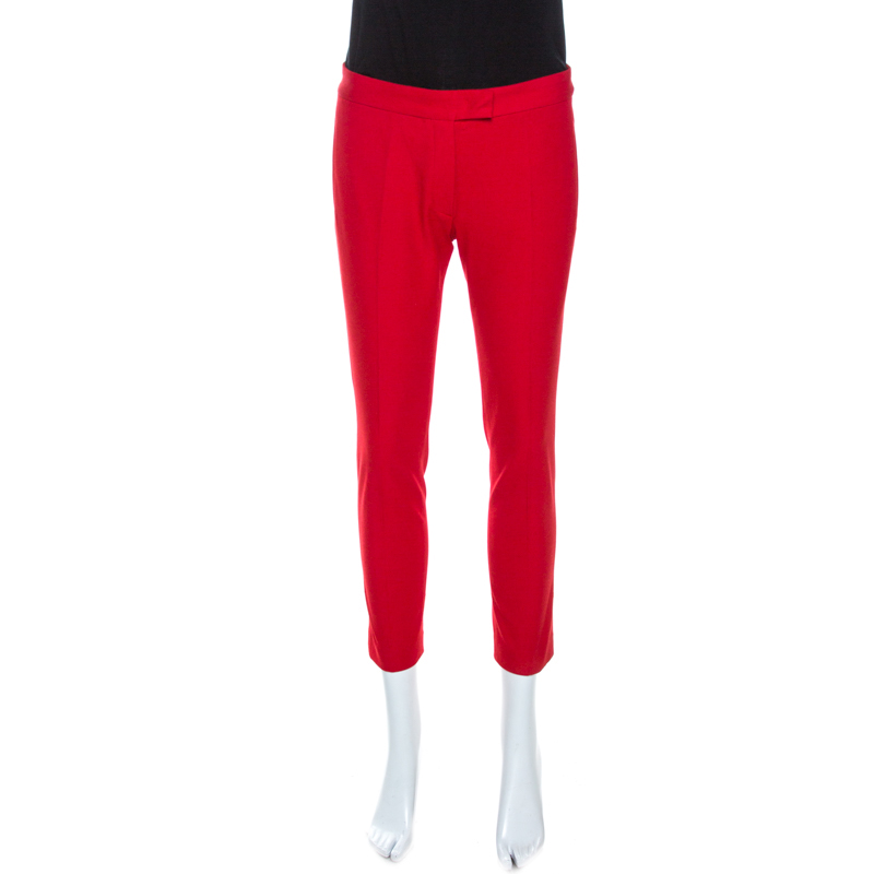 Joseph Red Stretch Gabardine New Queen Fit Cropped Pants S