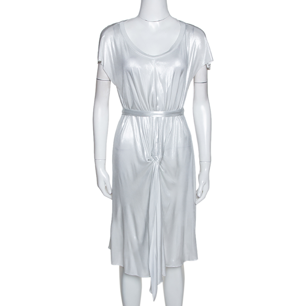 

Joseph Metallic Silver Draped Front Mini Dress
