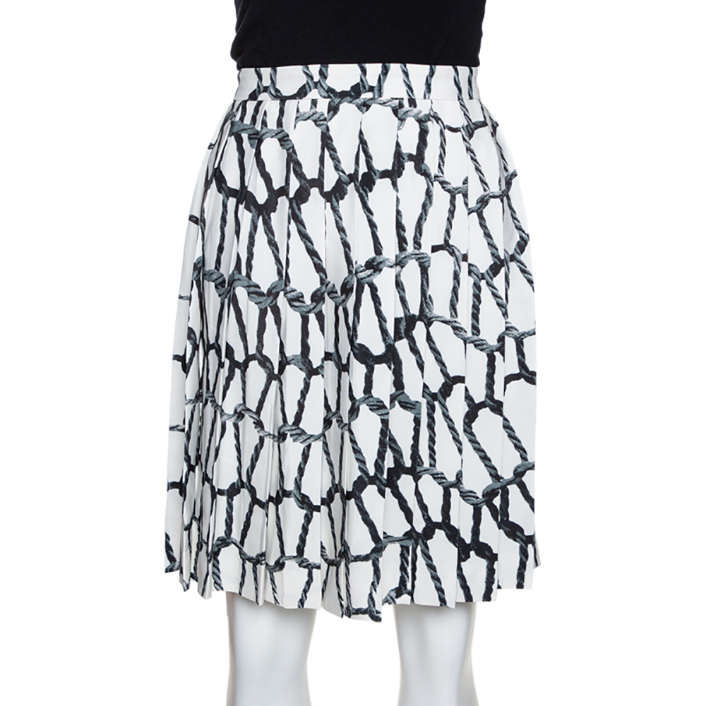 

Joseph Monochrome Rope Printed Silk Pleated Skirt, White