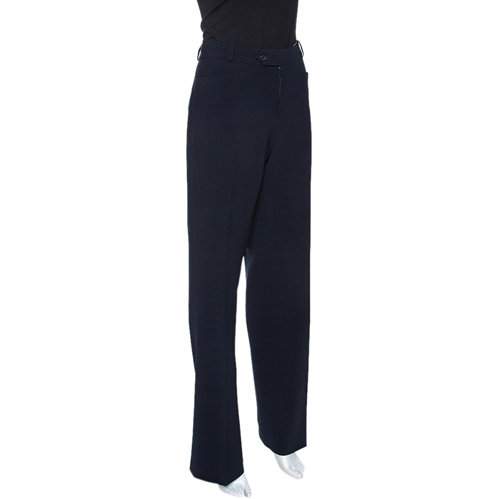 

Joseph Navy Blue Stretch Crepe Rocker Straight Leg Pants