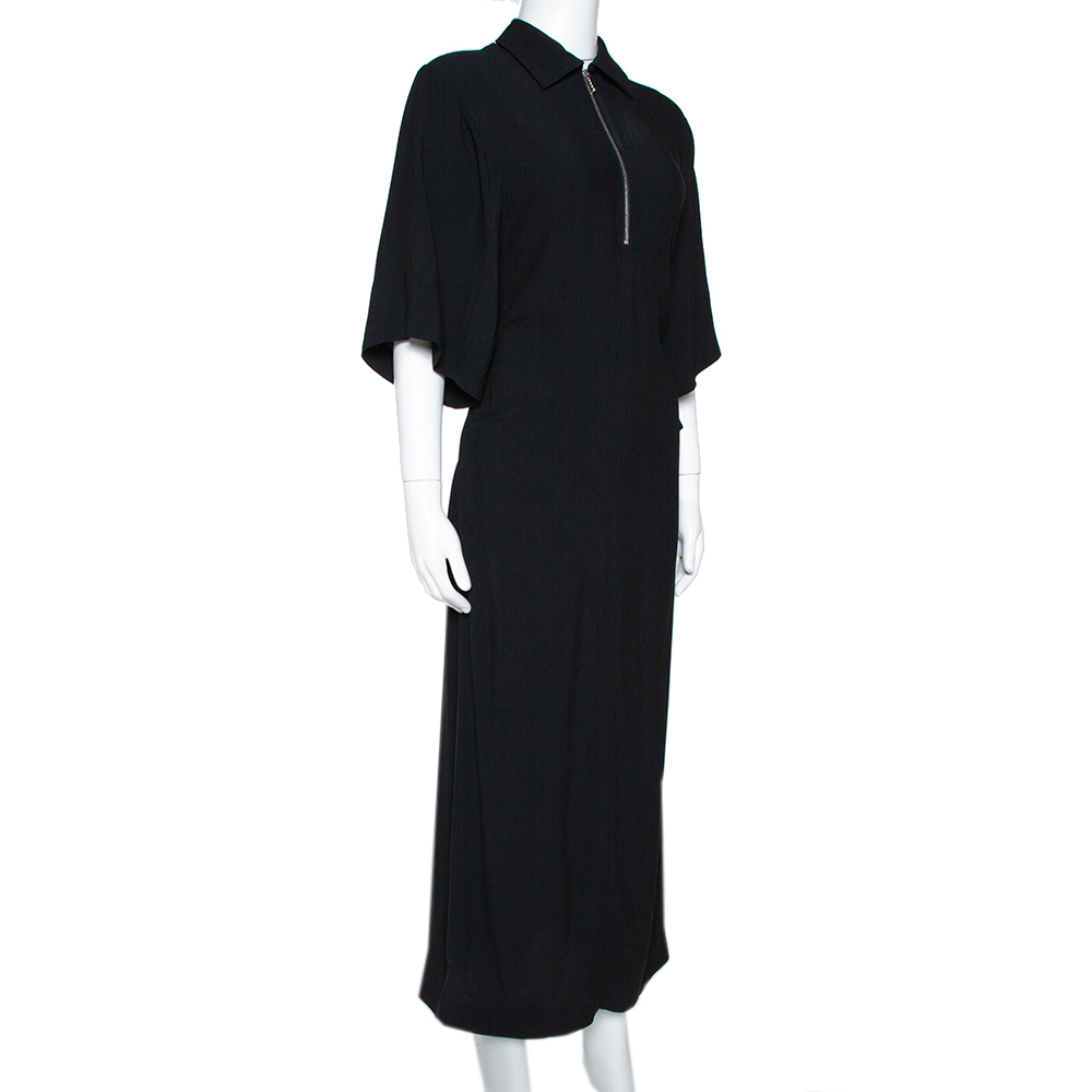 

Joseph Black Crepe Zip Front Fletcher Midi Dress