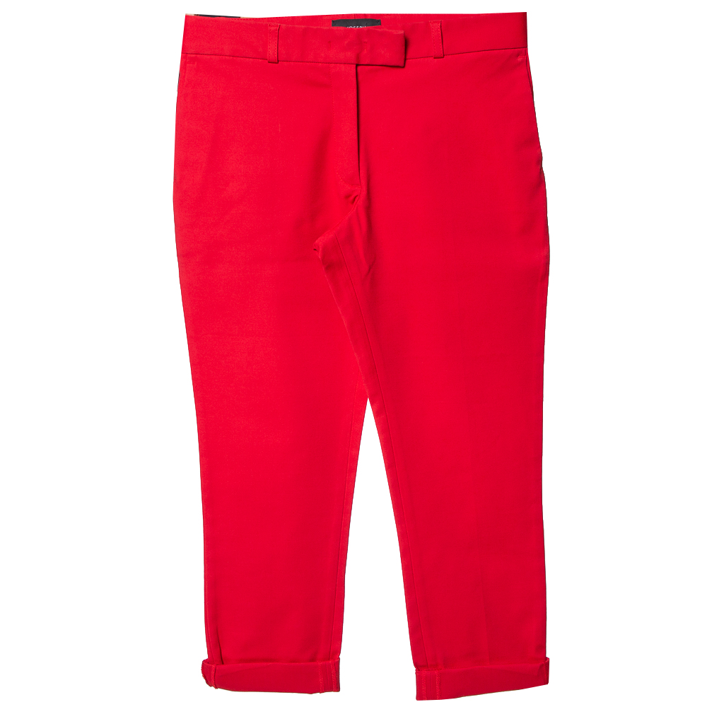 

Joseph Red Cotton Slim Fit Cropped Trousers