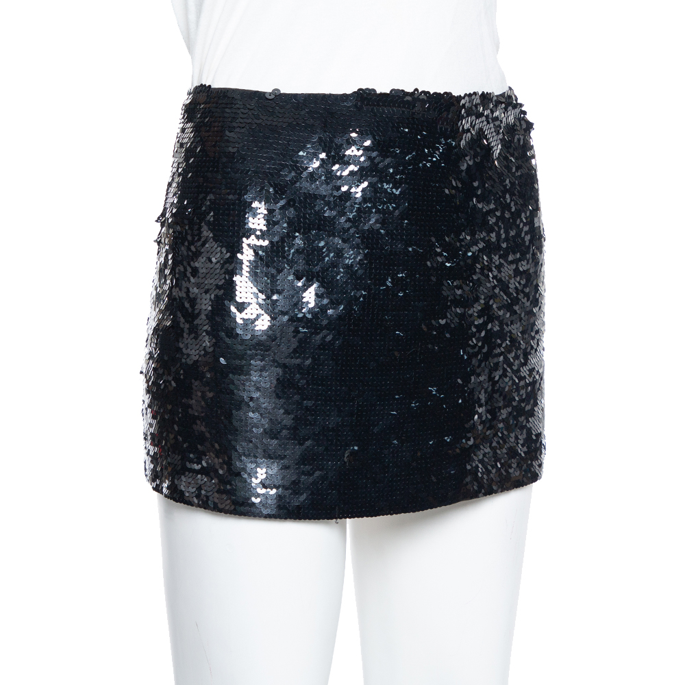 

Joseph Black Sequin Embellished Silk Mini Skirt