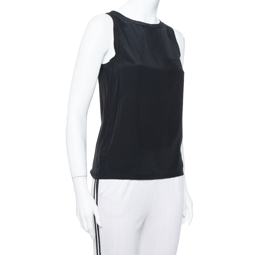 

Joseph Black Silk Crepe Sleeveless New Debardeur Top