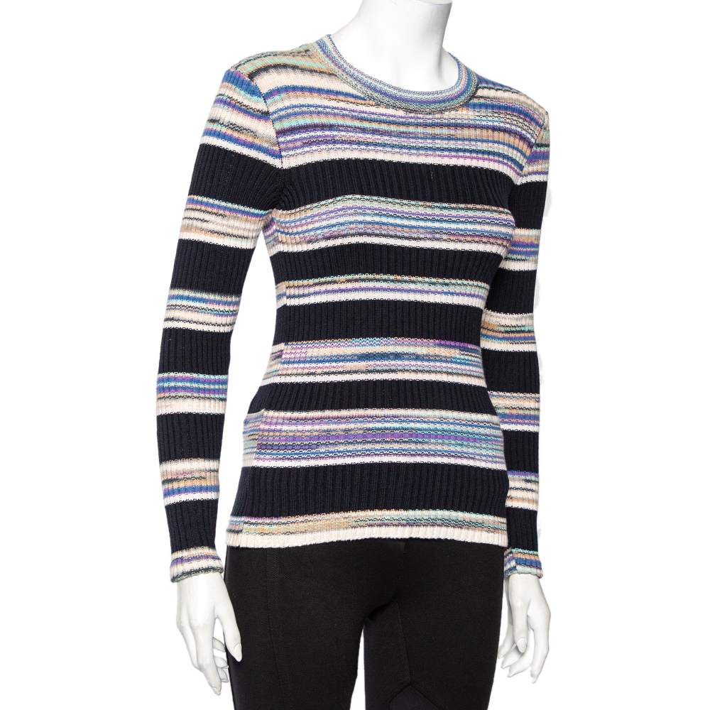 

Joseph Multicolor Striped Rib Knit Long Sleeve Sweater