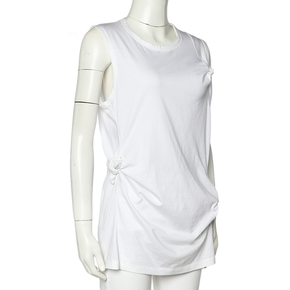 

Joseph White Cotton Knit Knots Detail Sleeveless T-Shirt