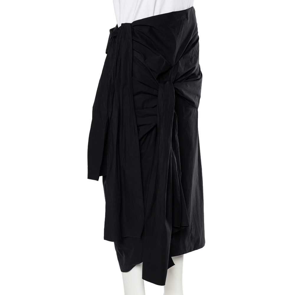 

Joseph Black Cotton Alva Knotted Midi Skirt