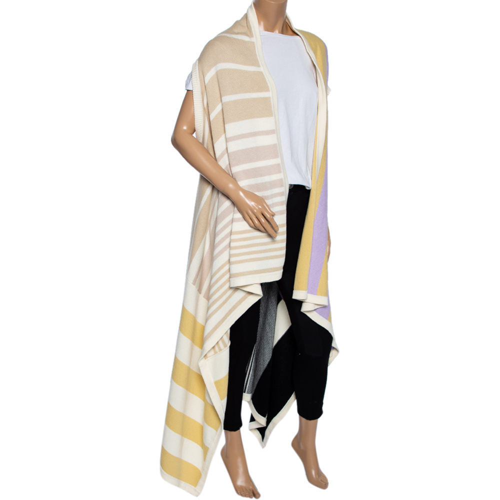 

Joseph Multicolored Patchwork Knit Long Cape, Multicolor