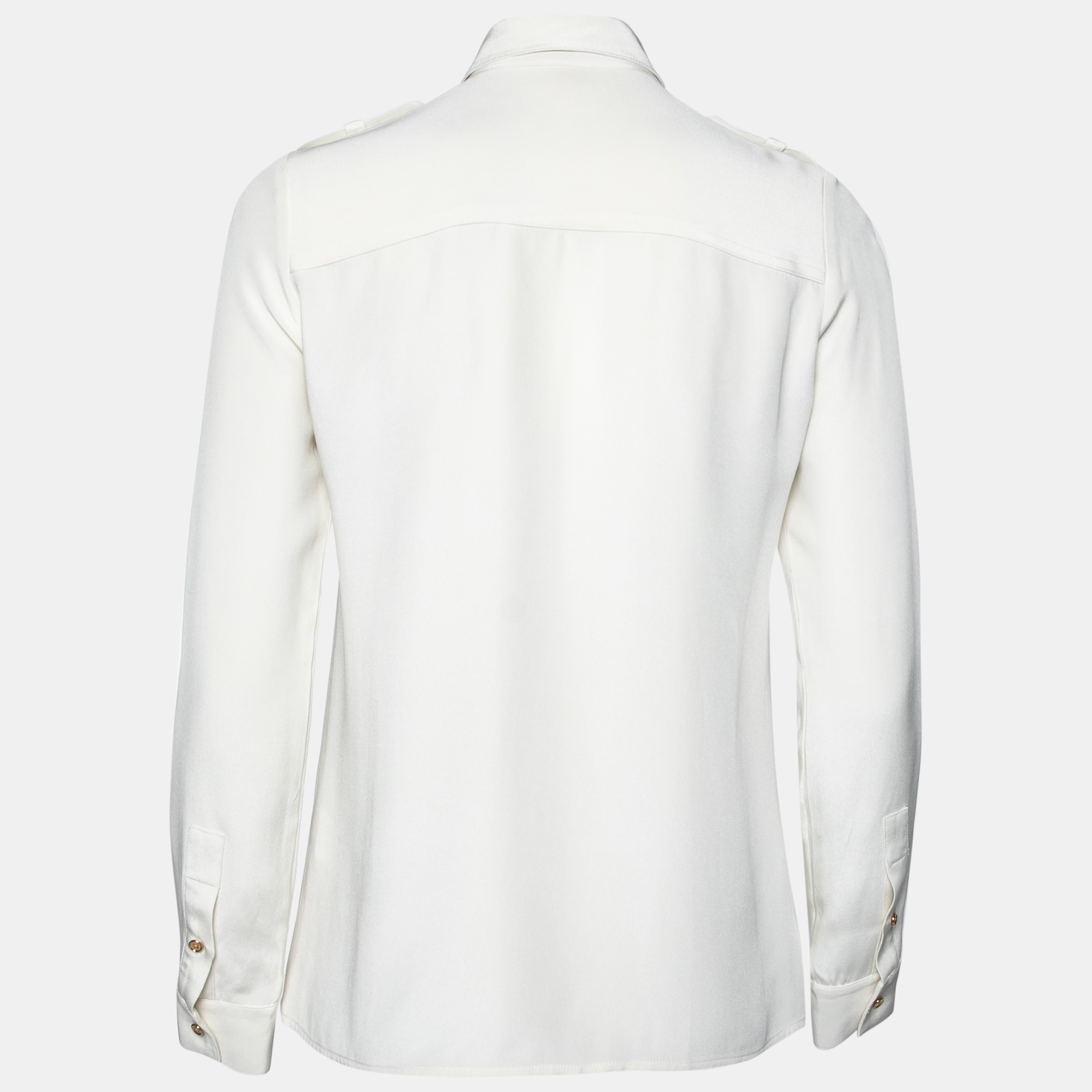 

Joseph Cream Silk Button Front Long Sleeve Blouse