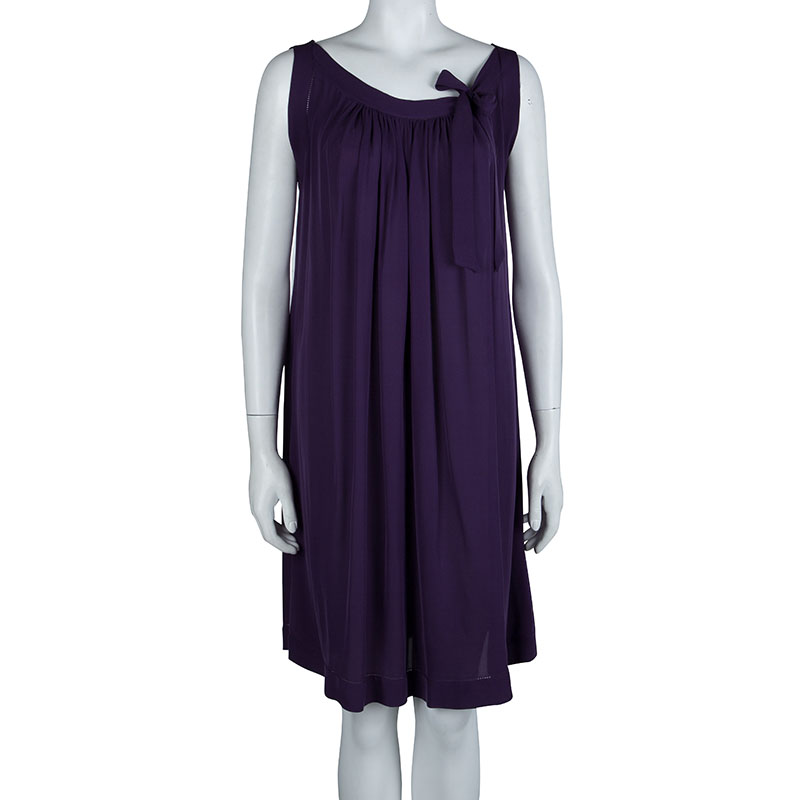 

Joseph Purple Silk Gathered Sleeveless Dress