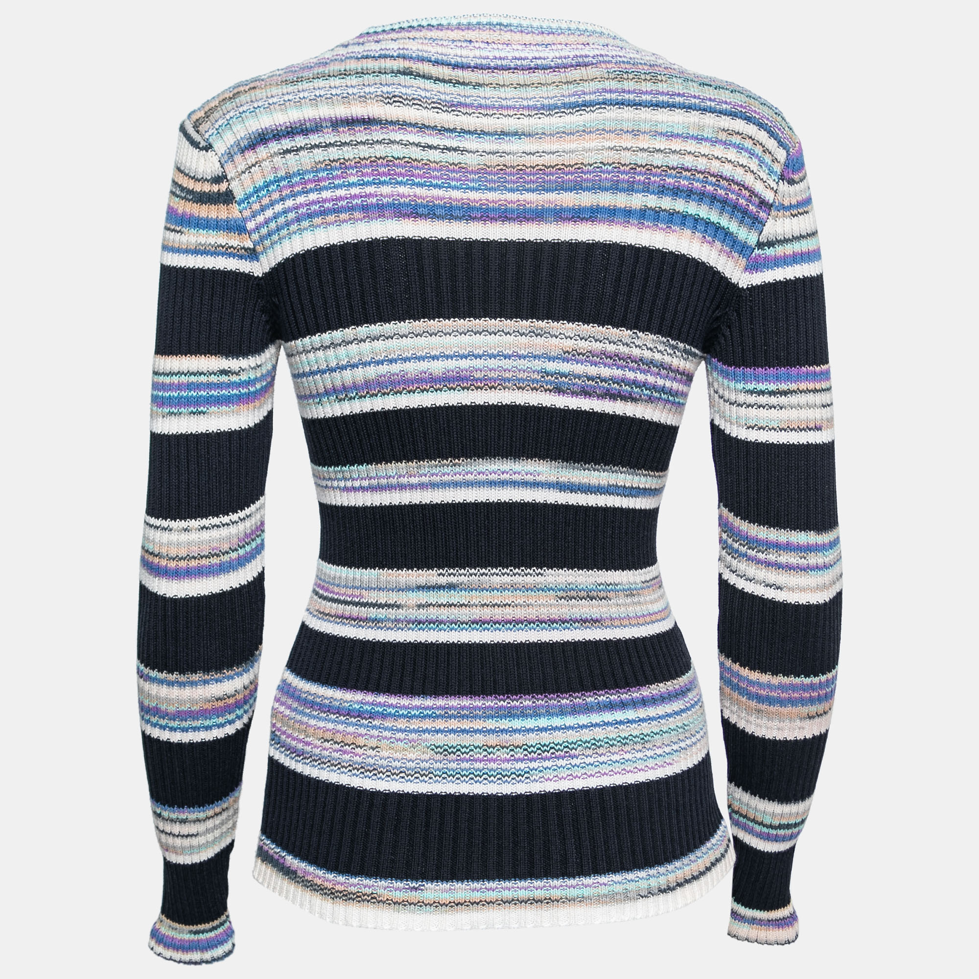 

Joseph Multicolor Striped Cotton Blend Long Sleeve Sweater