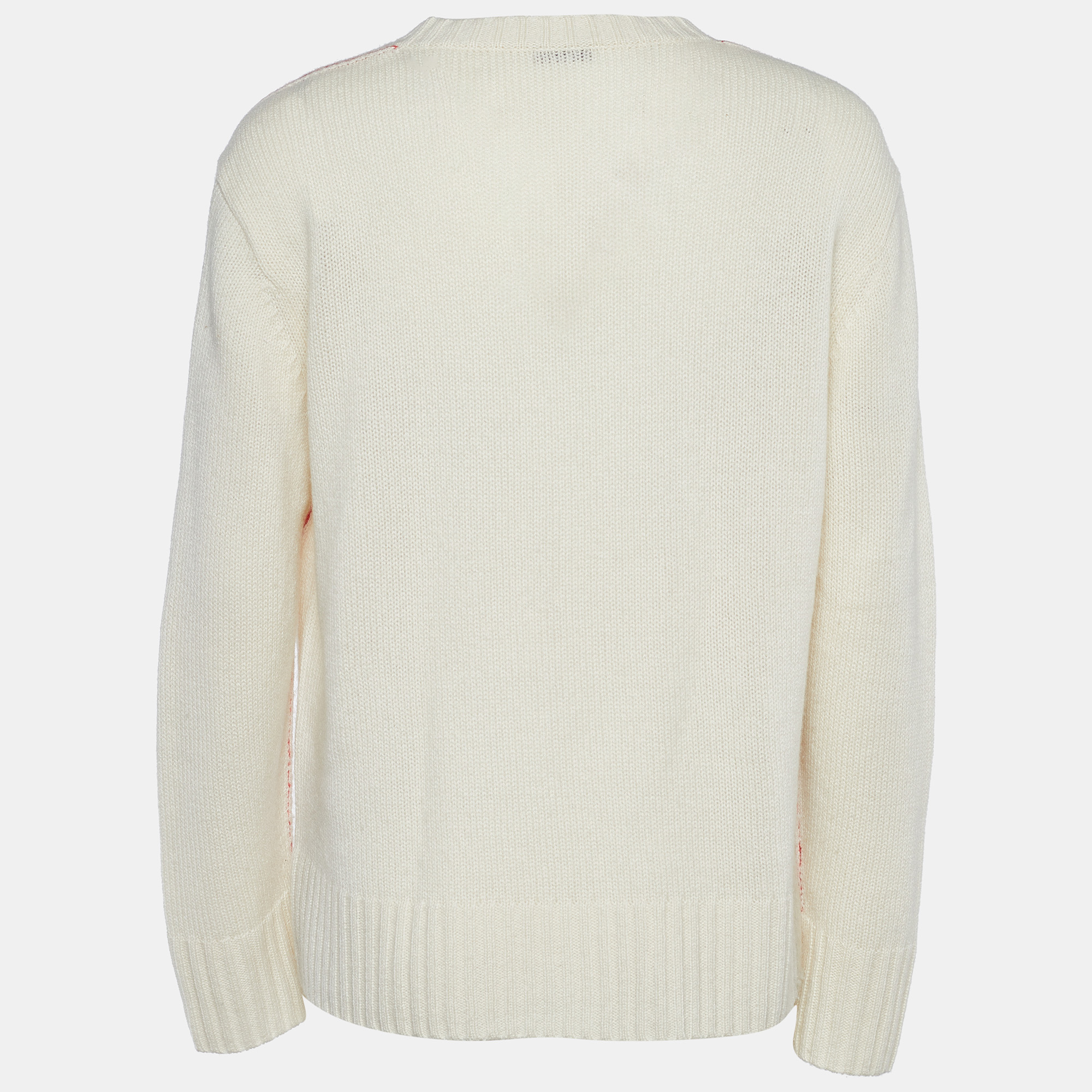 

Joseph Ecru Cashmere Rib Knit V-Neck Sweater, Cream