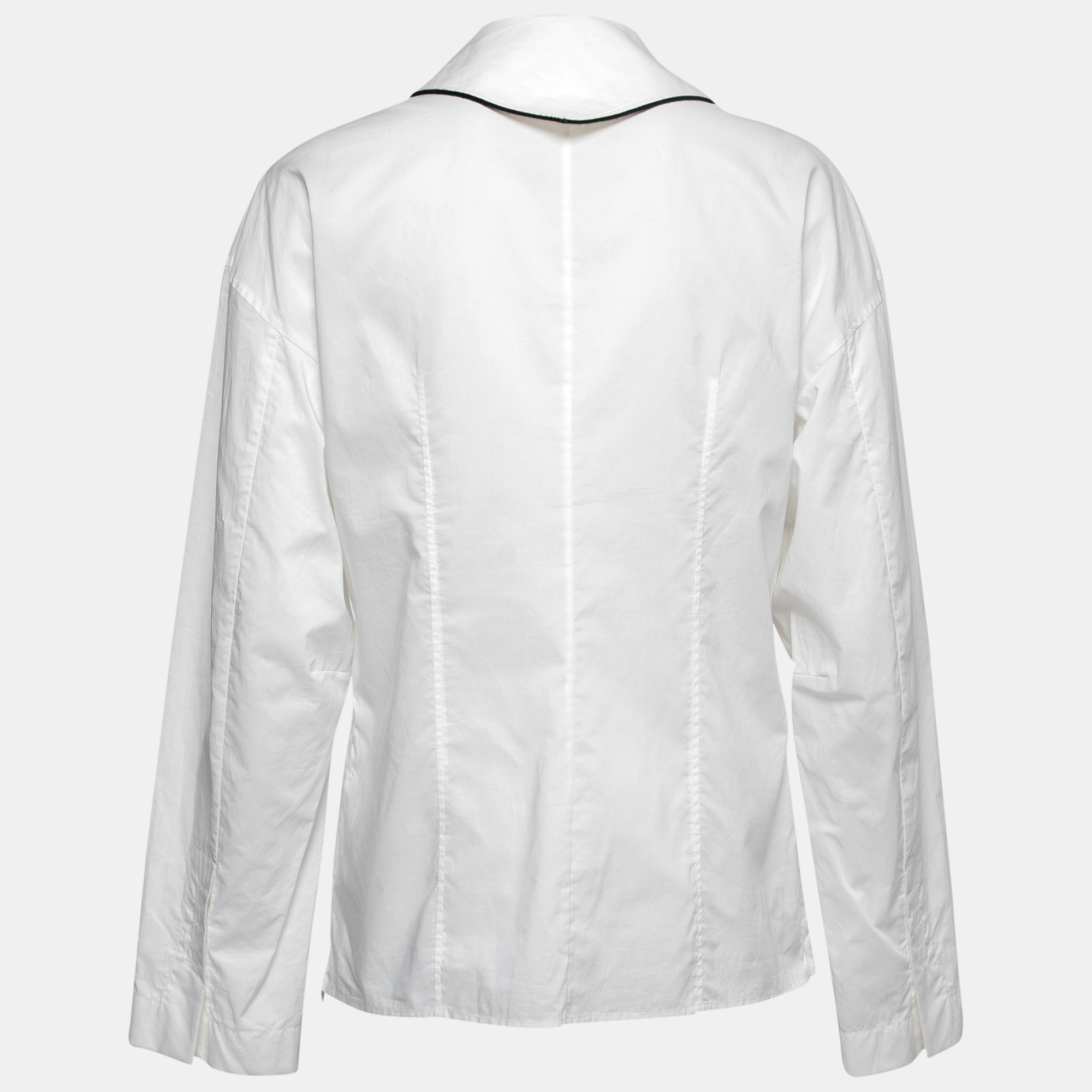 

Joseph White Cotton Contrast Trim Detail Button Front Shirt