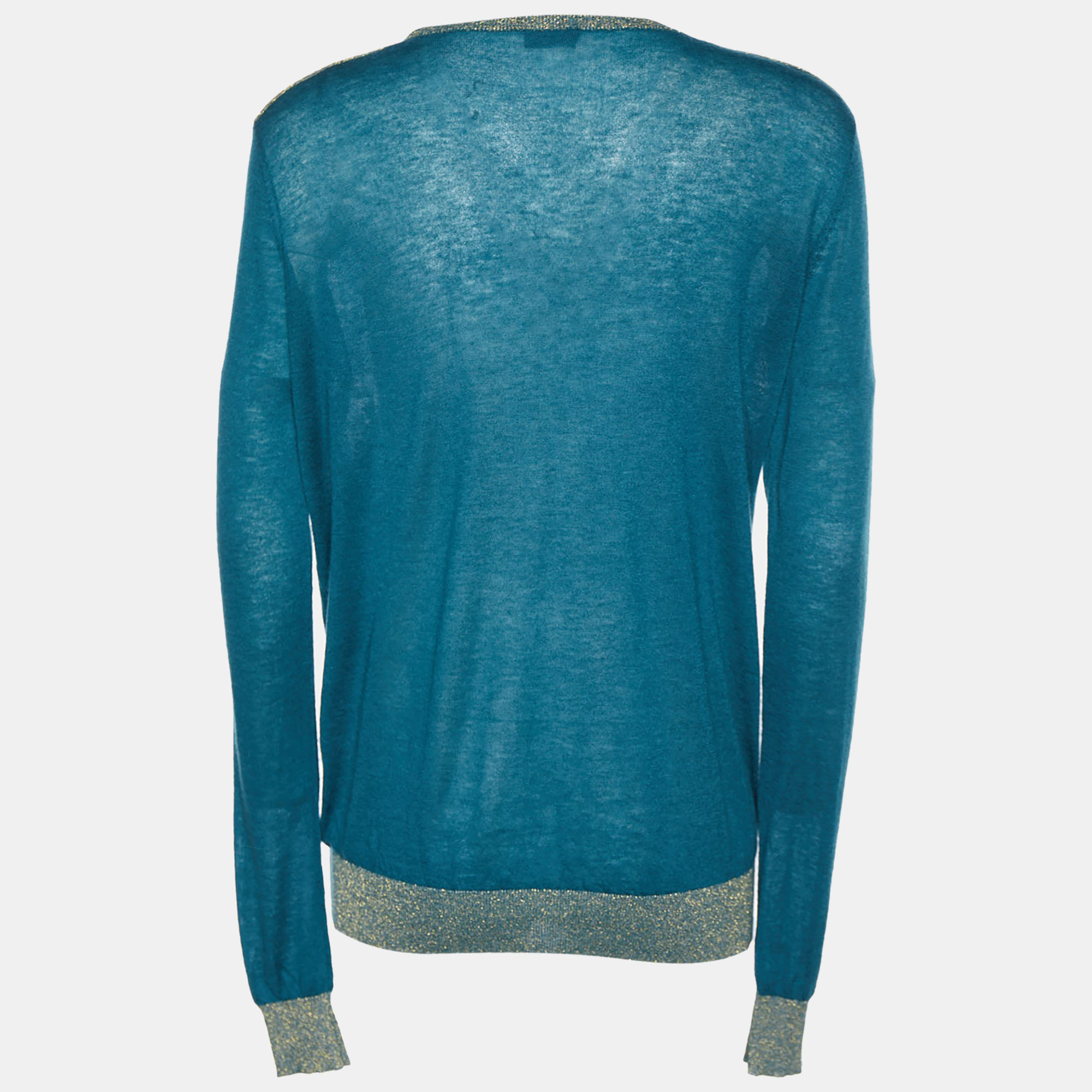 

Joseph Green Cashmere Knit Lurex Detail V-Neck Sweater