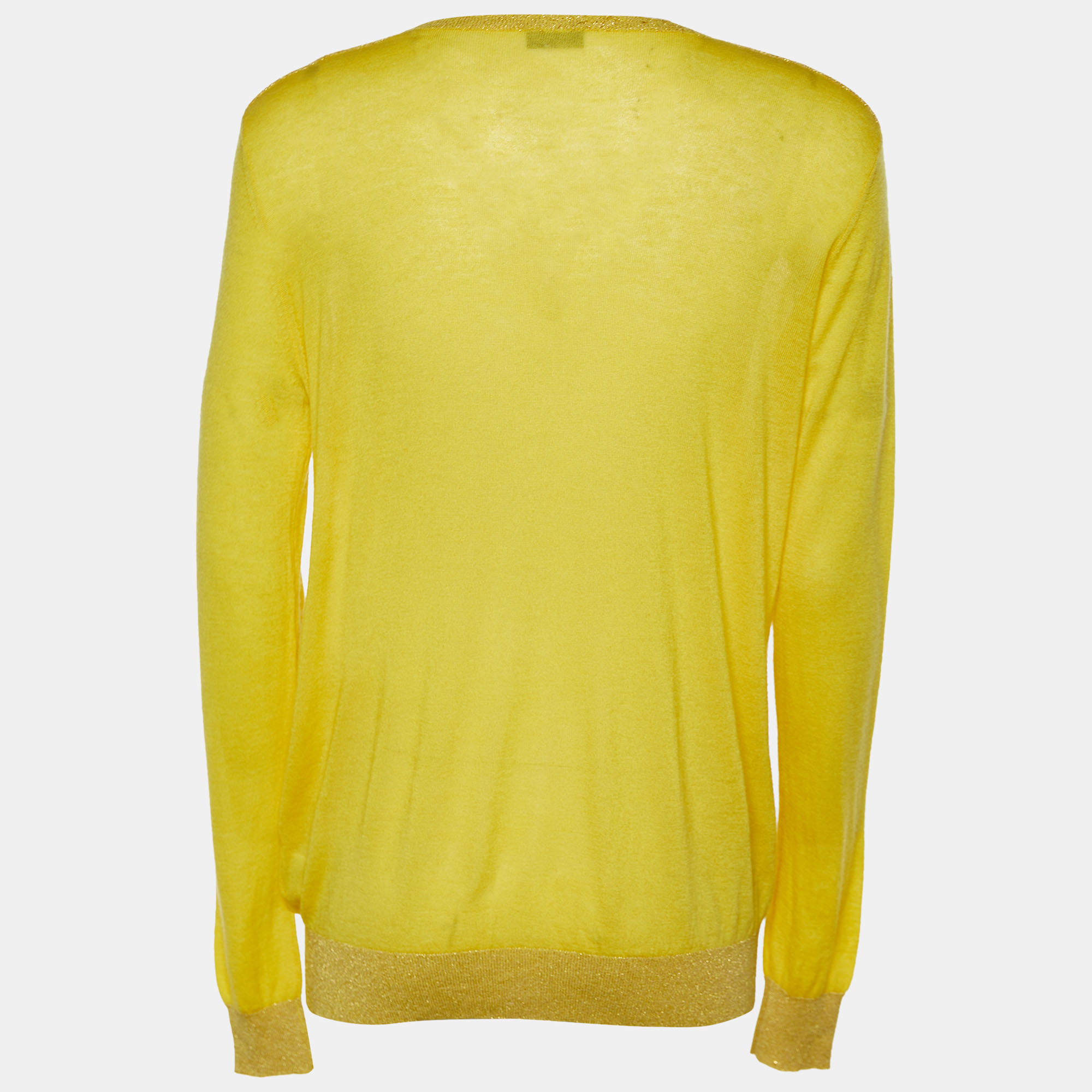 

Joseph Yellow Cashmere Knit Lurex Detail V-Neck Sweater
