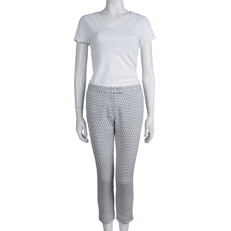 

Joseph Monochrome Textured Cotton Cropped Trousers, White