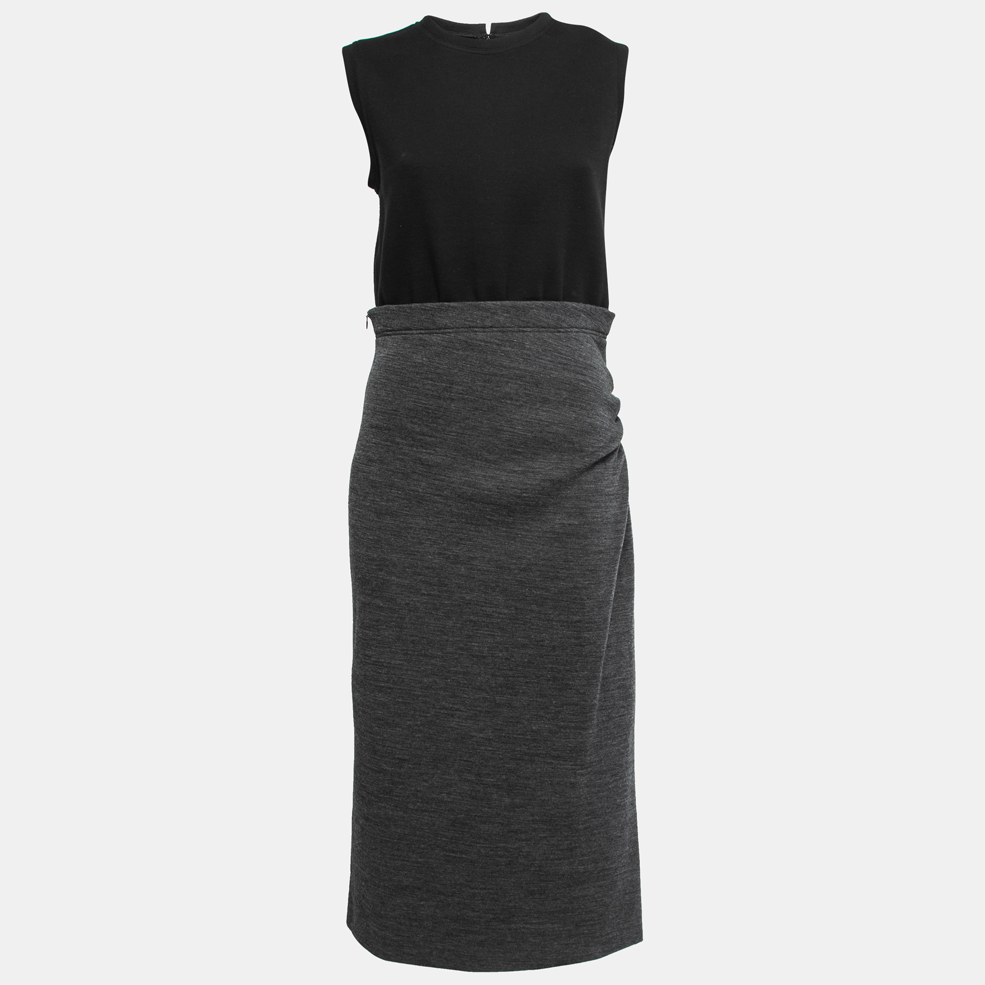 Pre Owned Joseph Black/Grey Double Jersey Ellis Sleeveless Maxi Dress M 