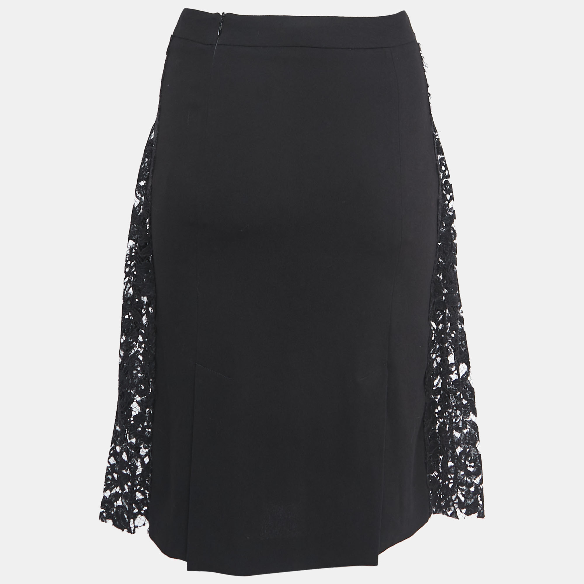 

Joseph Black Stretch Crepe Lace Trimmed Pleated Courtney Skirt