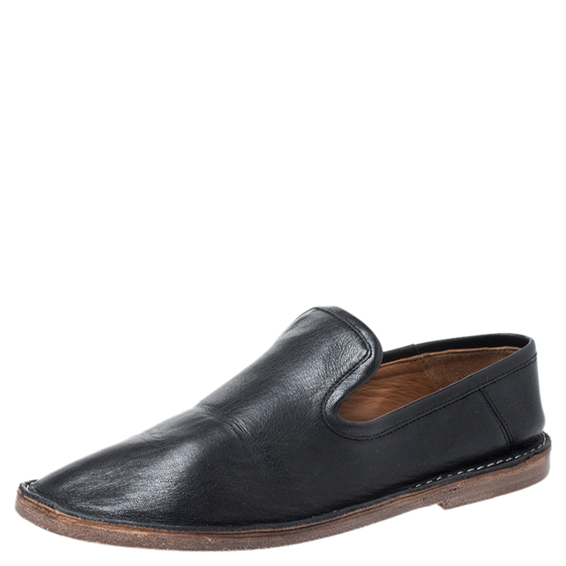 Pre Owned Joseph Black Leather Slip On Loafer Size 38