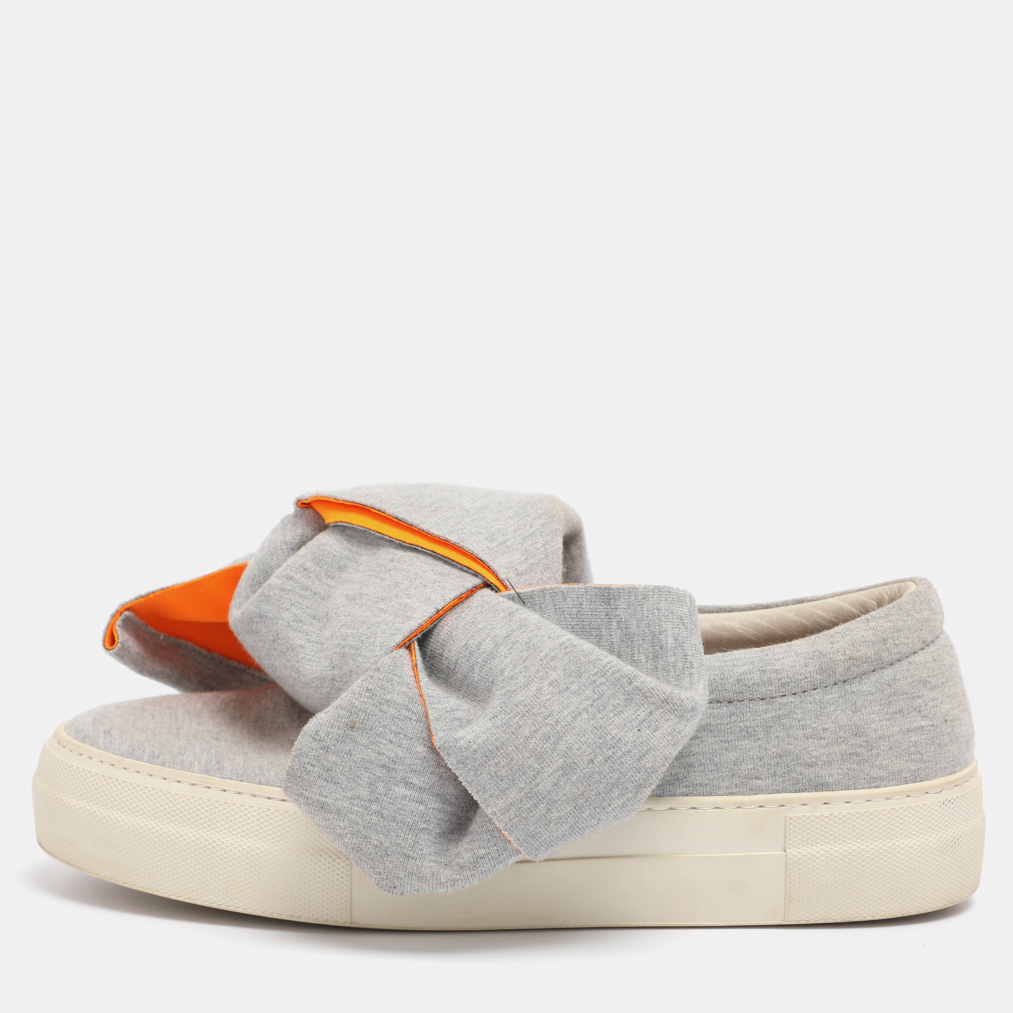 

Joshua Sanders Grey Knit Fabric Bow Slip On Sneakers Size