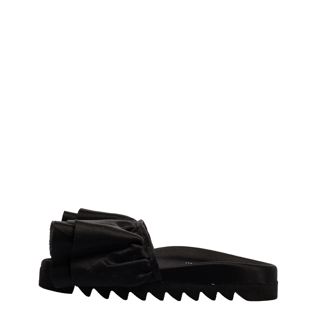 

Joshua Sanders Black Satin Ruffle Slide Sandals Size