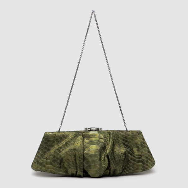 Judith Leiber Green Kadija Printed Python Clutch