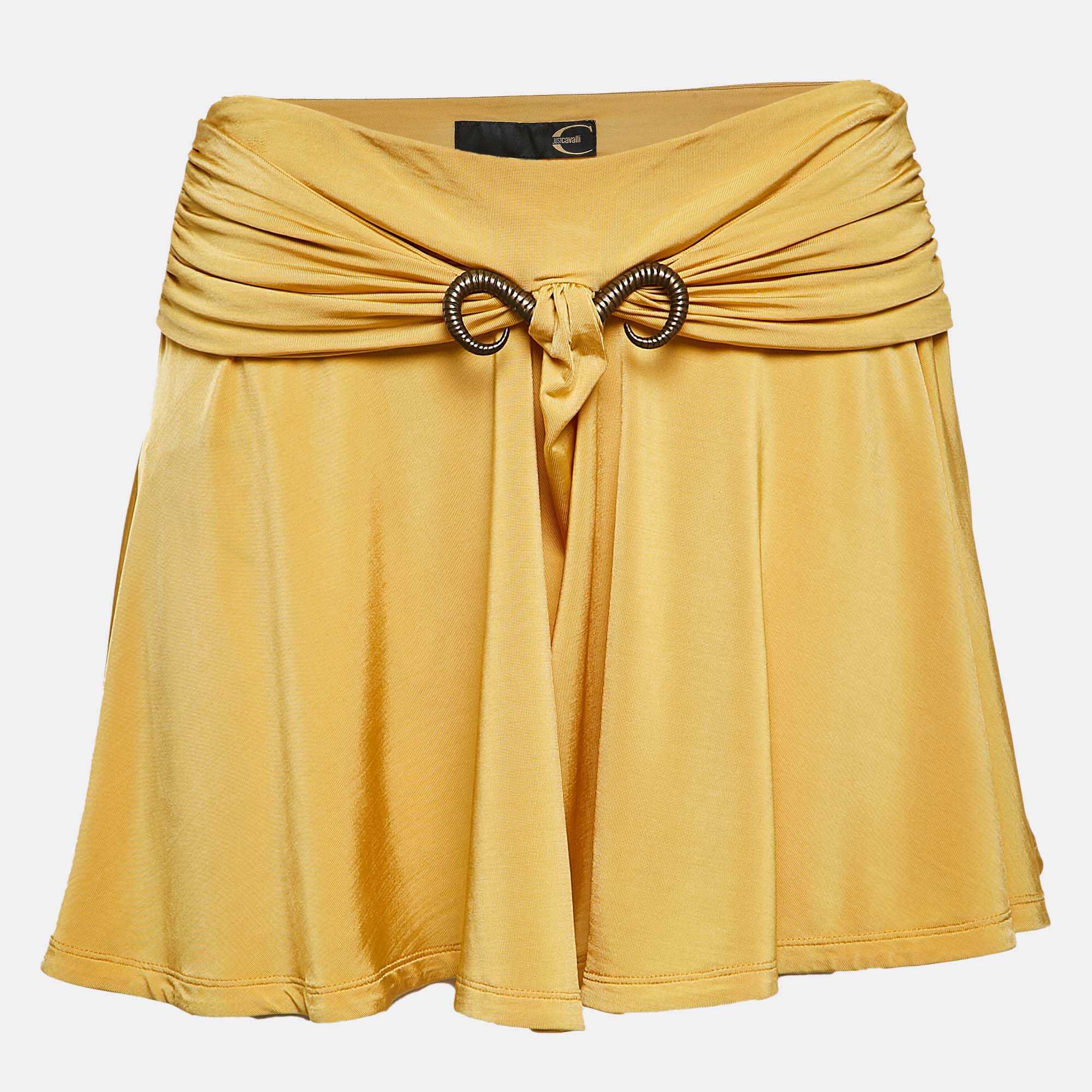 

Just Cavalli Yellow Jersey Embellished Waist Mini Skirt S