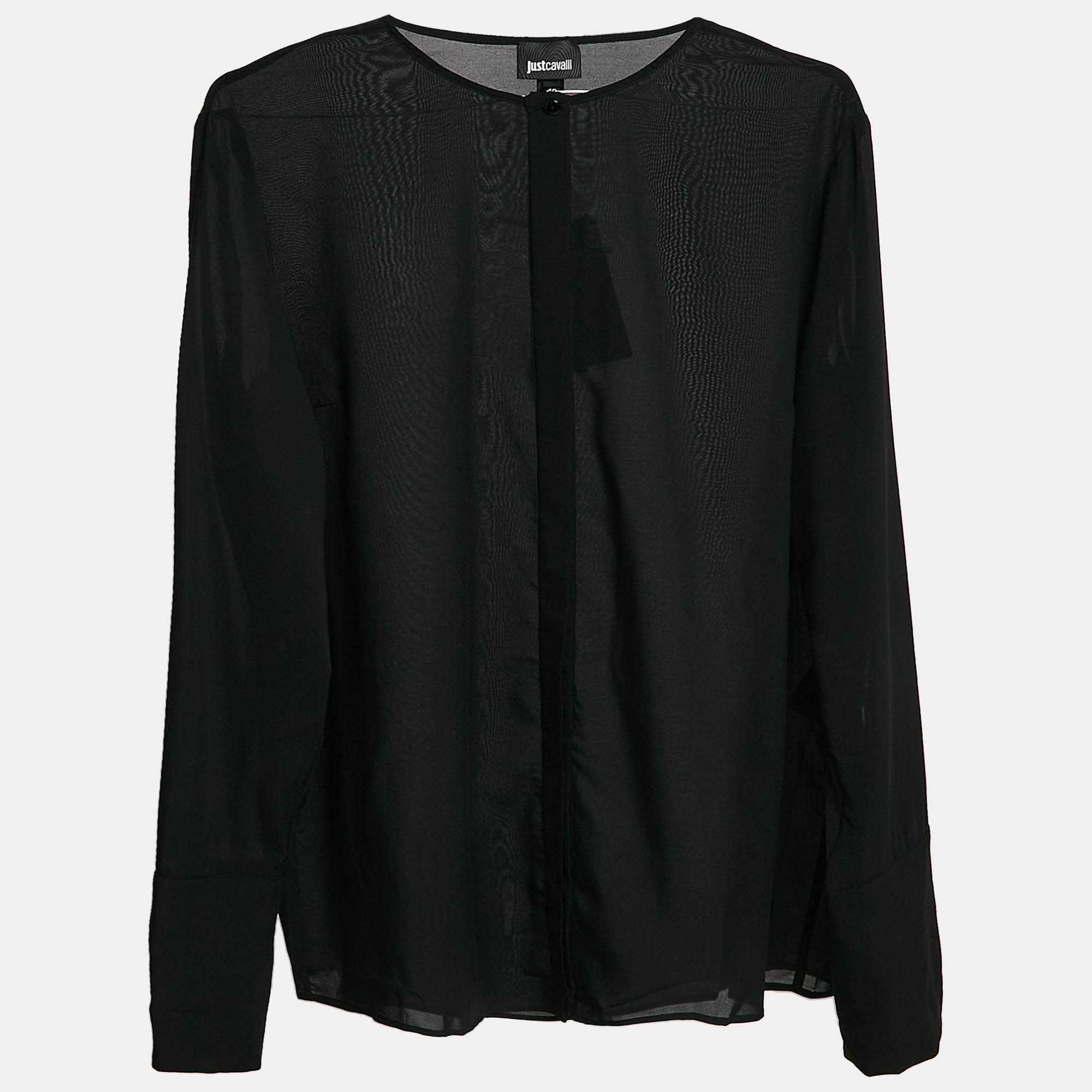 

Just Cavalli Black Chiffon Sheer Button Front Shirt L