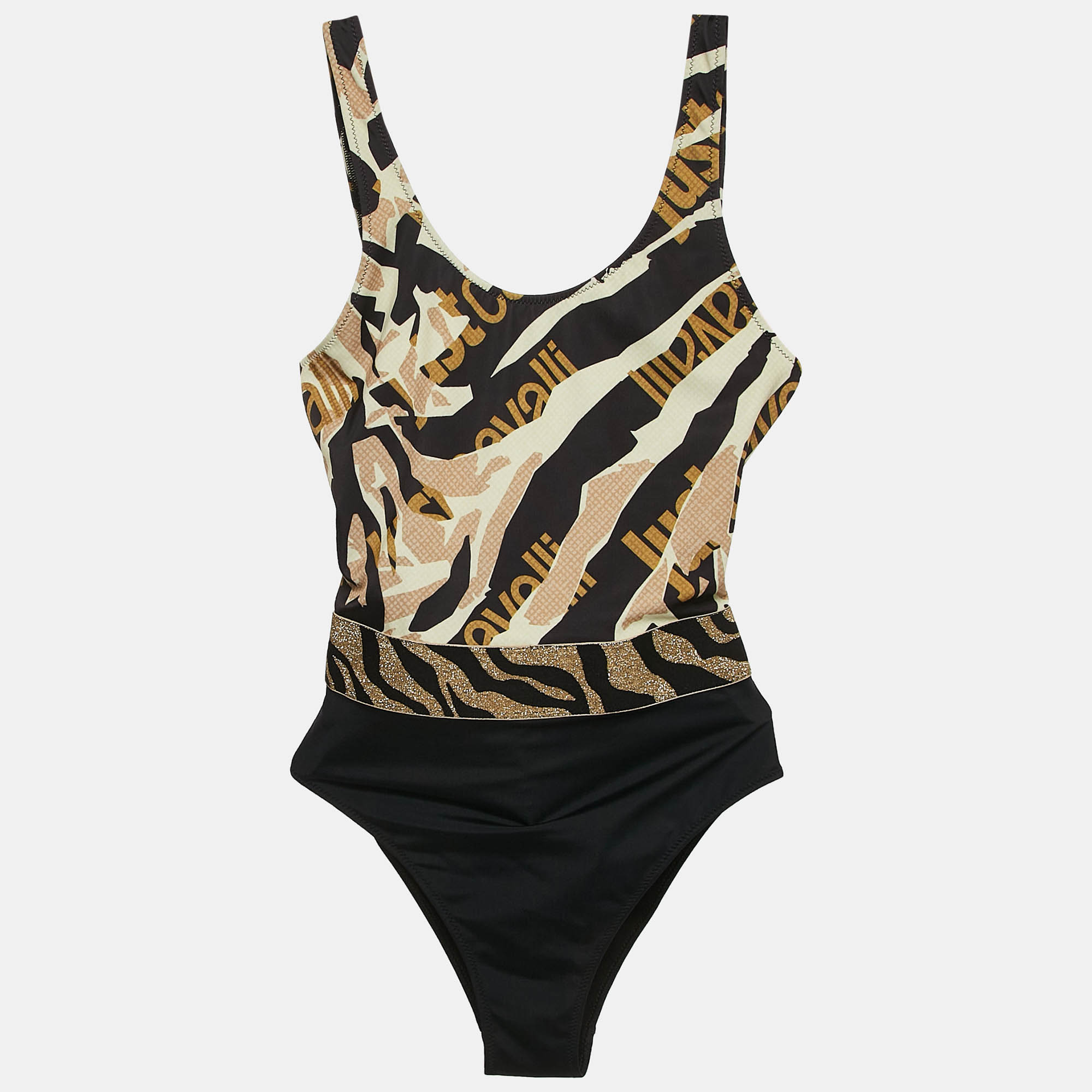 

Just Cavalli Black/Yellow Tiger Print Jersey Swimsuit M