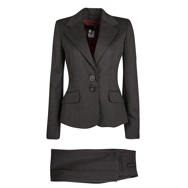 Pre Owned Just Cavalli Metallic Brown Pant Suit S