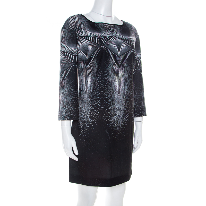 

Just Cavalli Black & White Printed Glitter Detail Dress