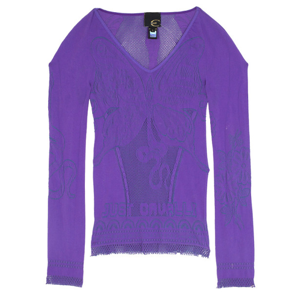 مملوكة مسبقًا Just Cavalli Purple Perforated Top XXS