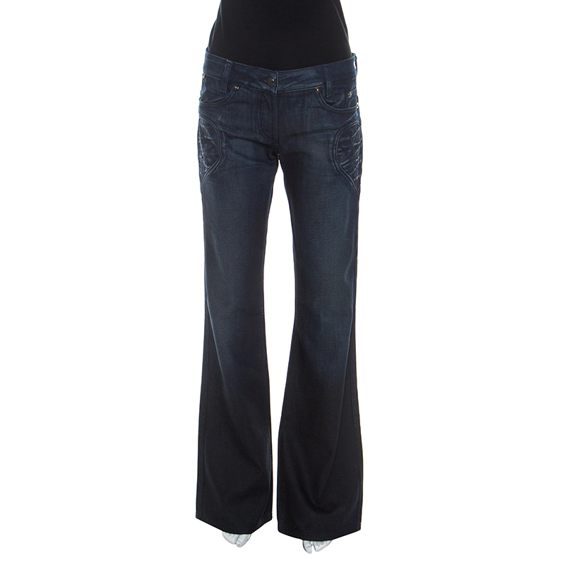 Pre Owned Just Cavalli Blue Dark Wash Denim Heart Patch Detail Jeans M