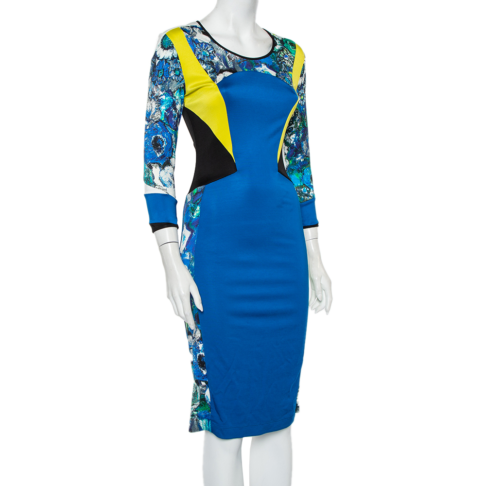 

Just Cavalli Multicolor Paneled Jersey Sheath Dress