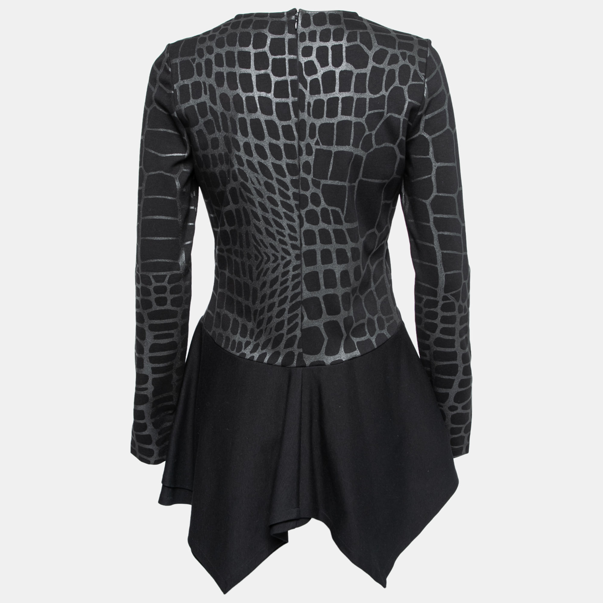 

Just Cavalli Black Embossed Stretch Knit Asymmetric Top