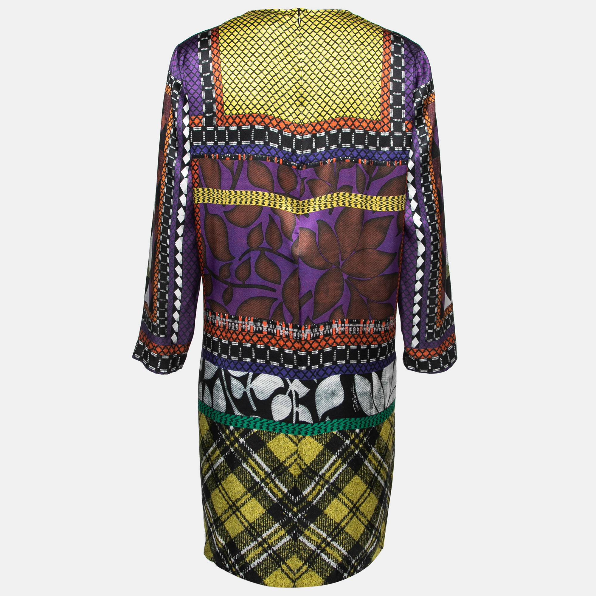 

Just Cavalli Multicolor Printed Silk Long Sleeve Short Dress