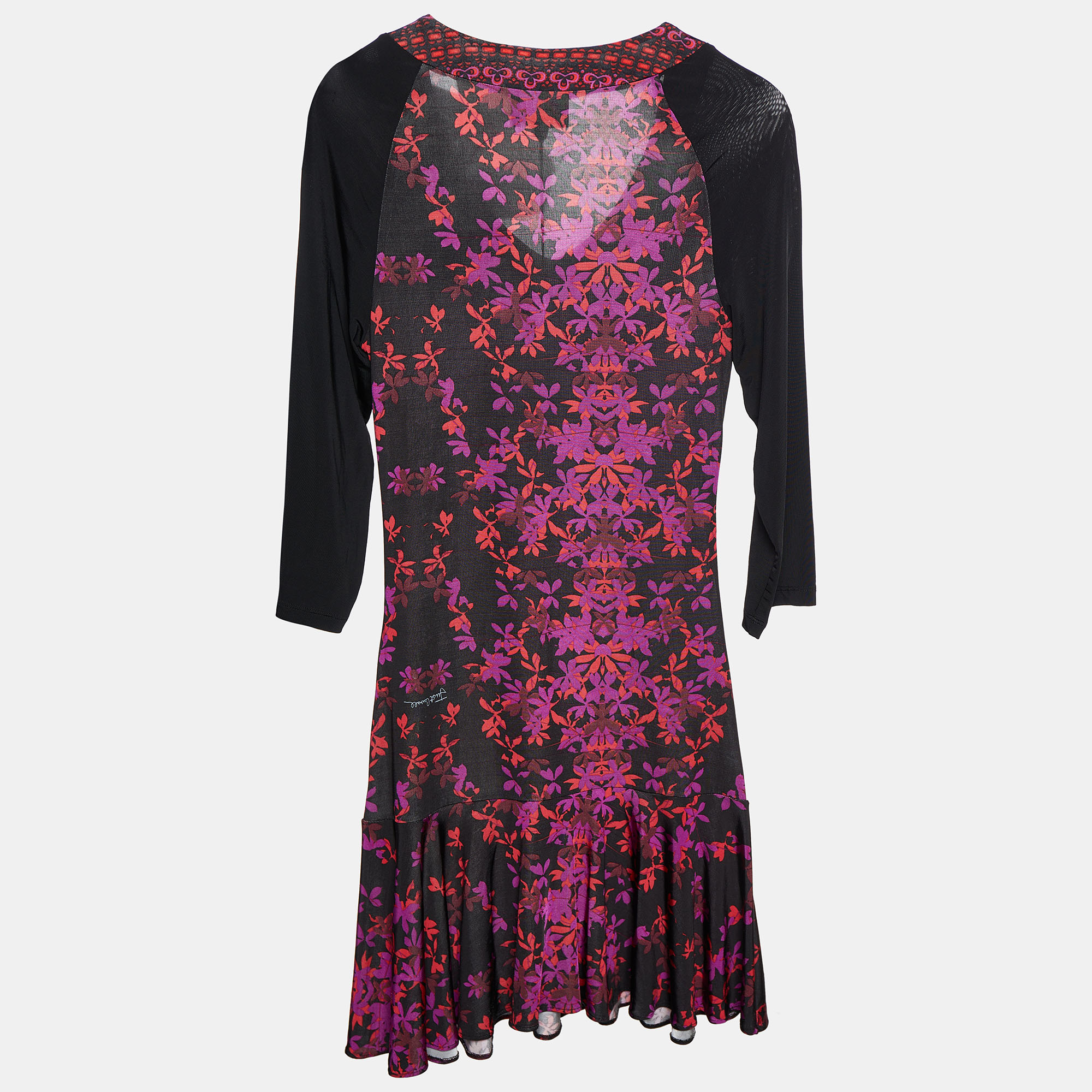 

Just Cavalli Multicolor Floral Printed Jersey Ruched Mini Dress