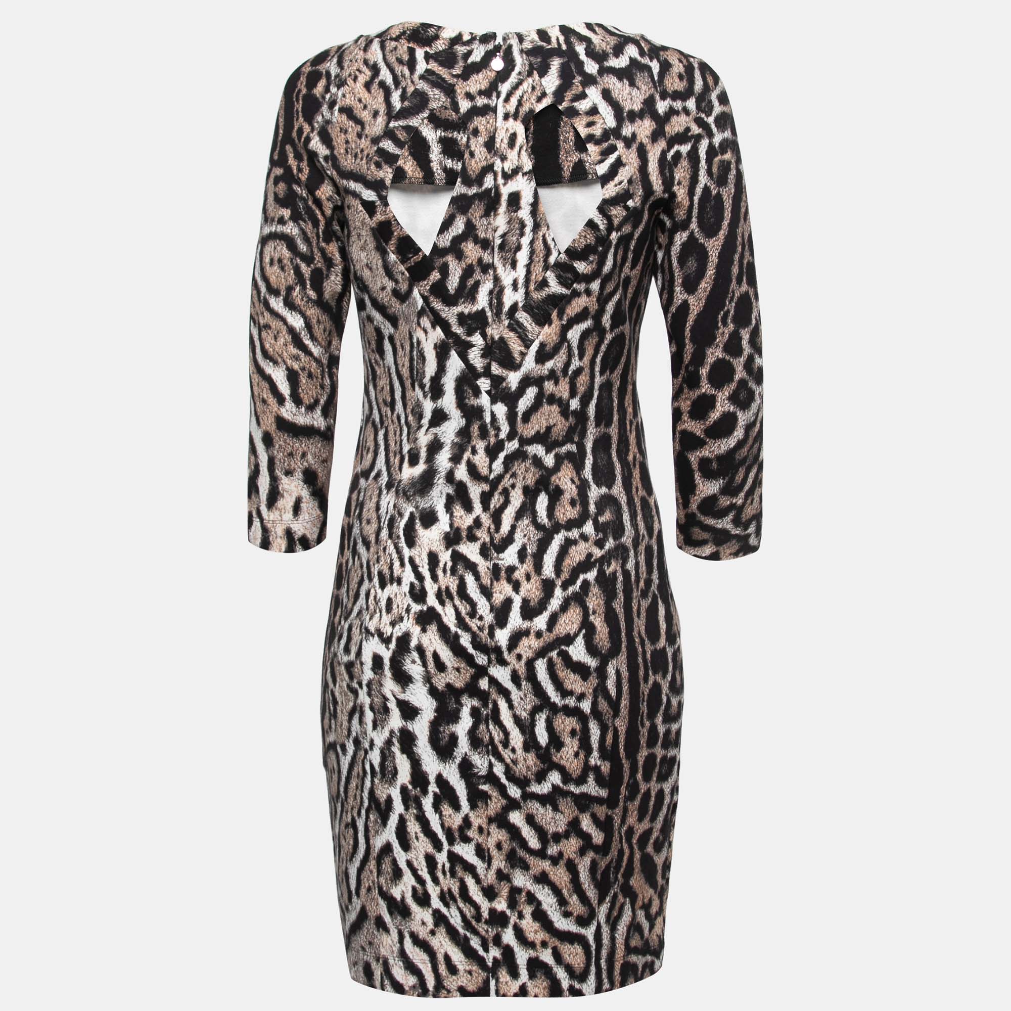 

Just Cavalli Brown Animal Print Knit Midi Dress